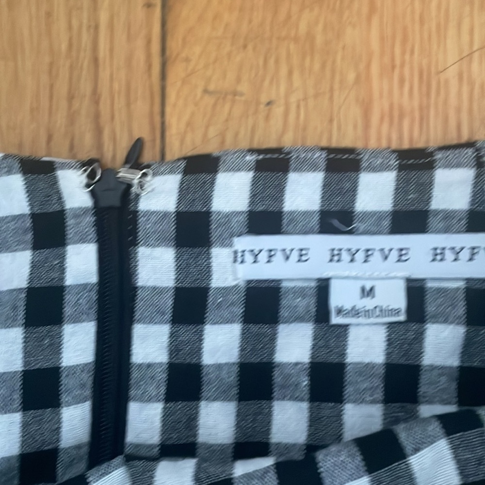 Hyfve Black and White Gingham Riffle mini skirt size medium. - Picture 2 of 3